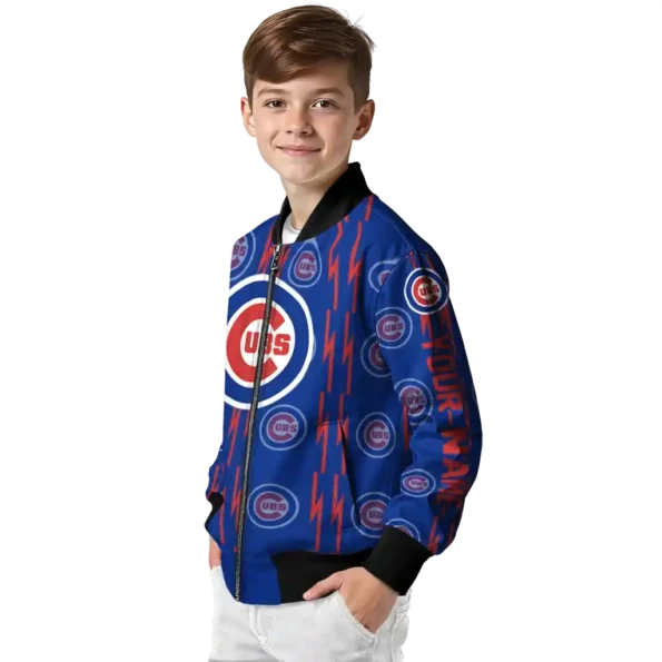 customized chicago cubs bolt stripe blue bomber jacket trendy