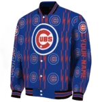 customized chicago cubs bolt stripe blue varsity jacket best selling