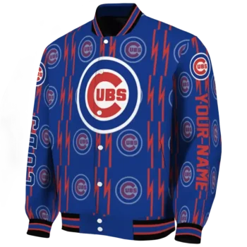 customized chicago cubs bolt stripe blue varsity jacket best selling