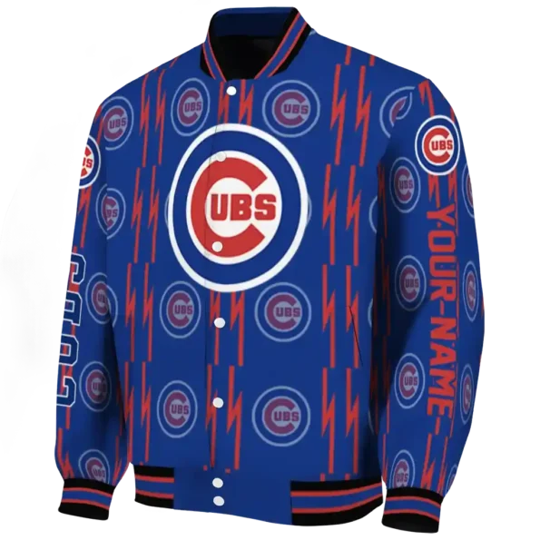customized chicago cubs bolt stripe blue varsity jacket best selling
