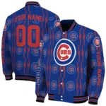 customized chicago cubs bolt stripe blue varsity jacket best selling