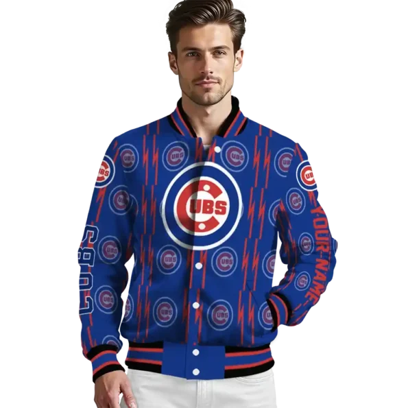 customized chicago cubs bolt stripe blue varsity jacket high quality