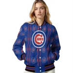 customized chicago cubs bolt stripe blue varsity jacket best selling