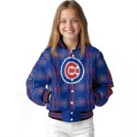 customized chicago cubs bolt stripe blue varsity jacket best selling