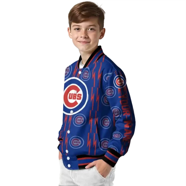 customized chicago cubs bolt stripe blue varsity jacket trendy