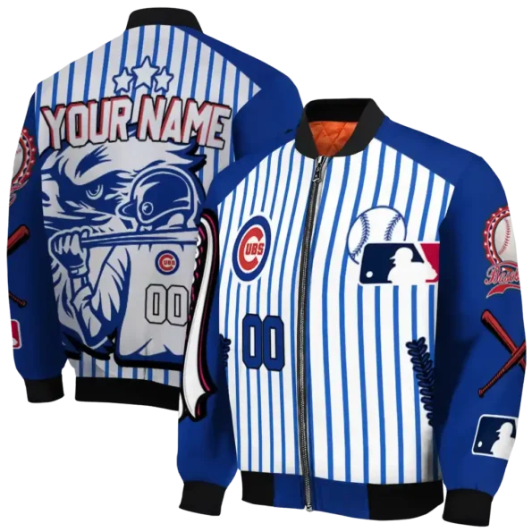 customized chicago cubs eagle baseball blue white bomber jacket fashion forward