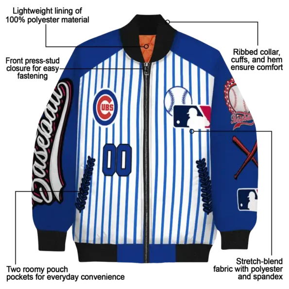 customized chicago cubs eagle baseball blue white bomber jacket new arrival