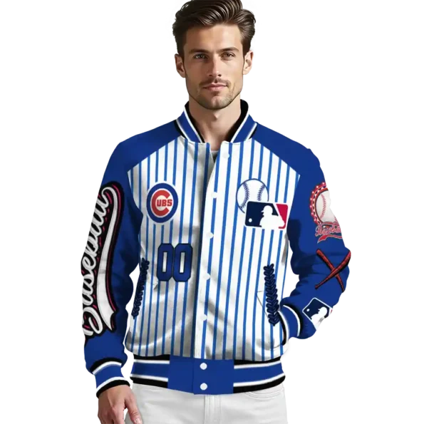 customized chicago cubs eagle baseball blue white varsity jacket high quality