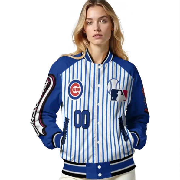customized chicago cubs eagle baseball blue white varsity jacket latest model
