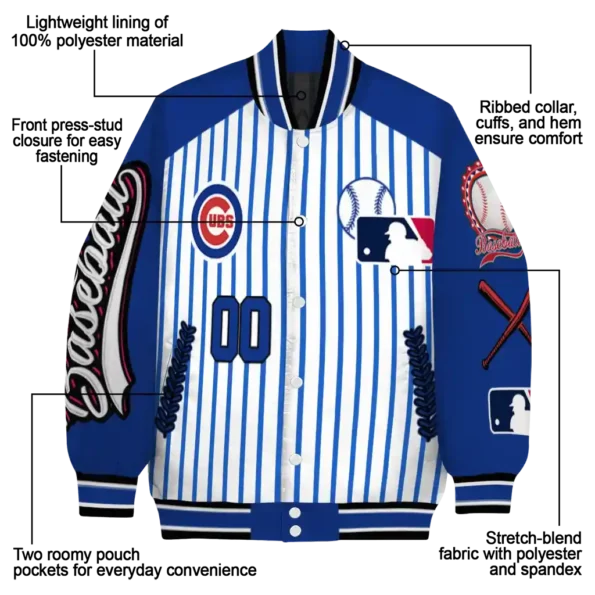 customized chicago cubs eagle baseball blue white varsity jacket new arrival