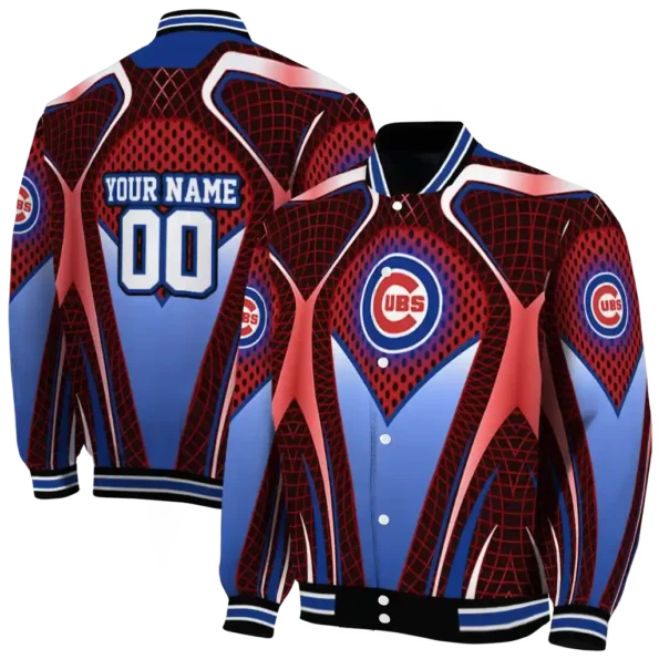 customized chicago cubs mesh chest red crocs black varsity jacket fashion forward