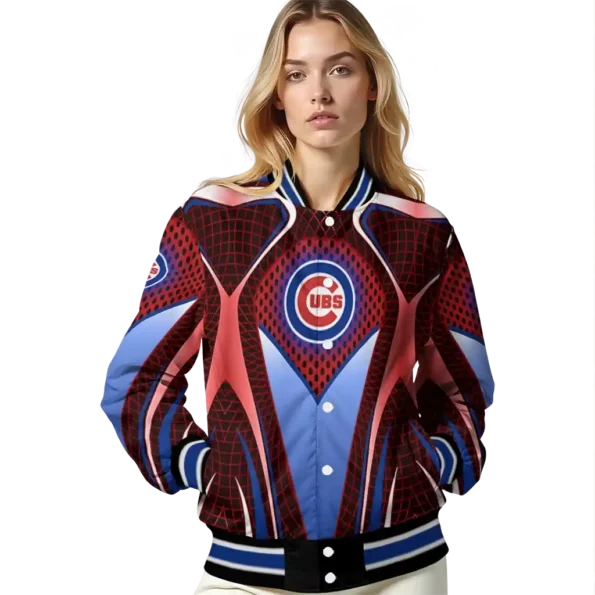 customized chicago cubs mesh chest red crocs black varsity jacket latest model