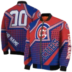customized chicago cubs star burst blue bomber jacket best selling