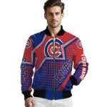 customized chicago cubs star burst blue bomber jacket best selling