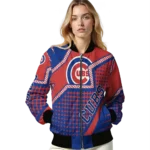 customized chicago cubs star burst blue bomber jacket best selling