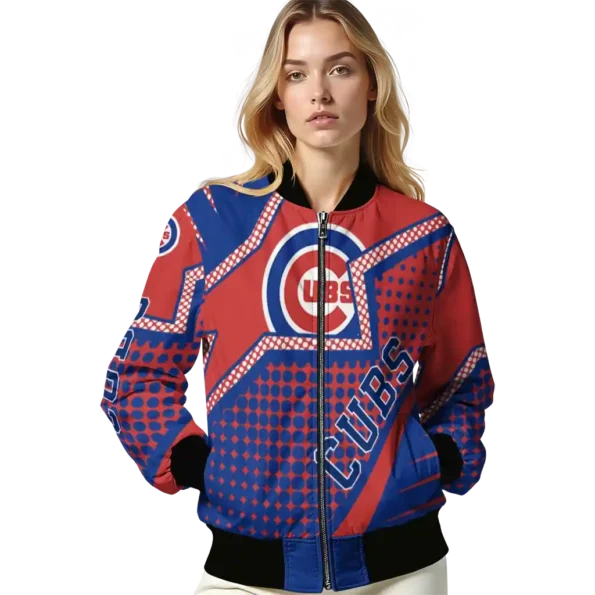 customized chicago cubs star burst blue bomber jacket latest model