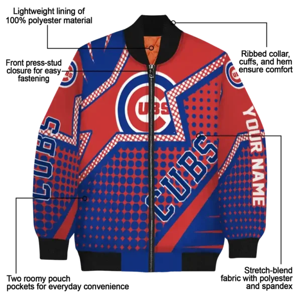 customized chicago cubs star burst blue bomber jacket new arrival