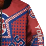 customized chicago cubs star burst blue bomber jacket best selling