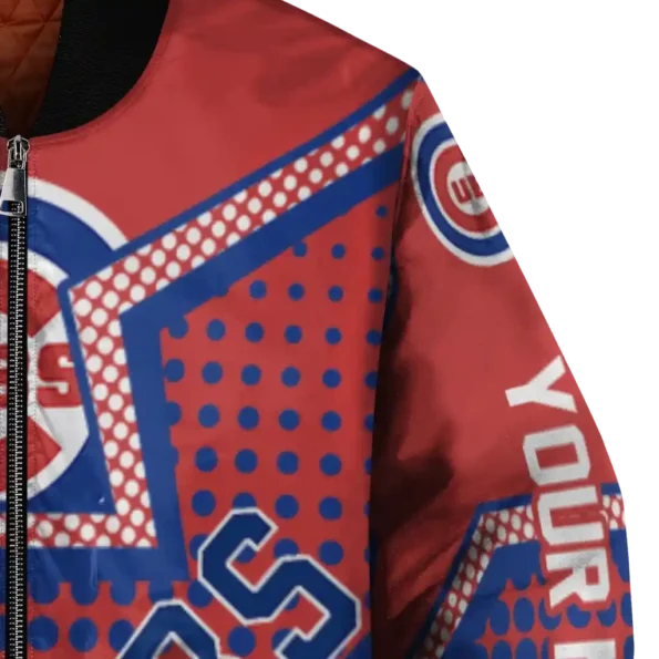 customized chicago cubs star burst blue bomber jacket premium grade