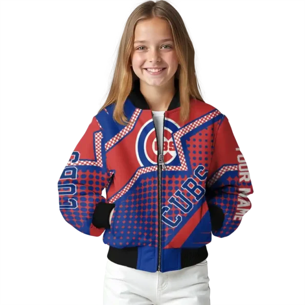customized chicago cubs star burst blue bomber jacket top rated