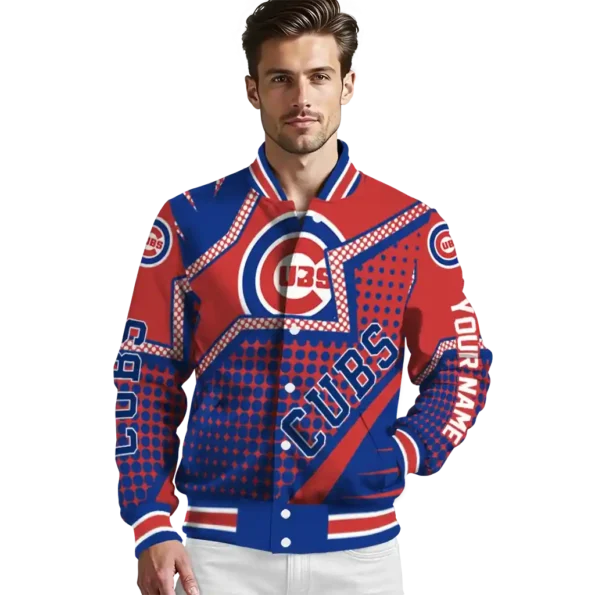 customized chicago cubs star burst blue varsity jacket high quality