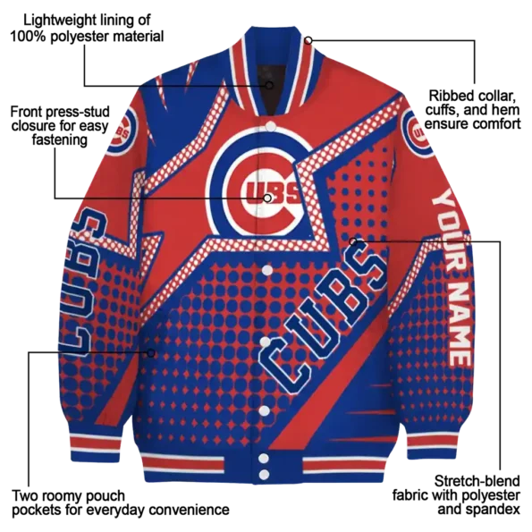 customized chicago cubs star burst blue varsity jacket new arrival
