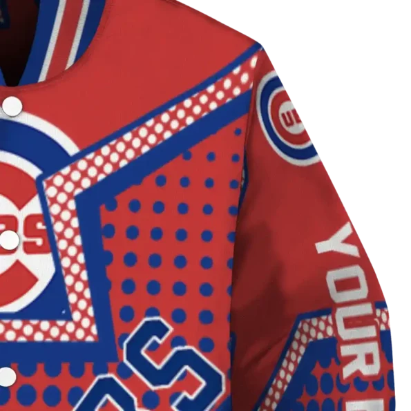 customized chicago cubs star burst blue varsity jacket premium grade