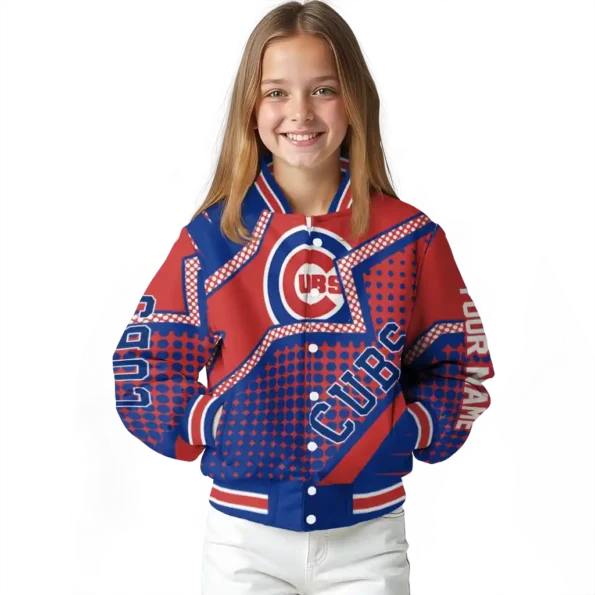 customized chicago cubs star burst blue varsity jacket top rated