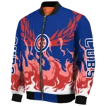 customized chicago cubs winged blaze blue white bomber jacket best selling