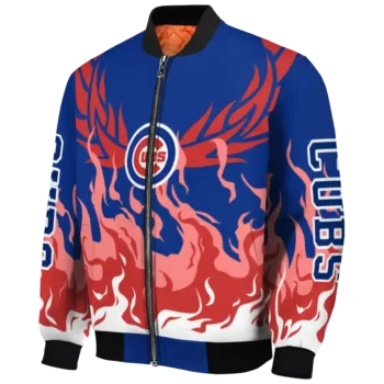 customized chicago cubs winged blaze blue white bomber jacket best selling