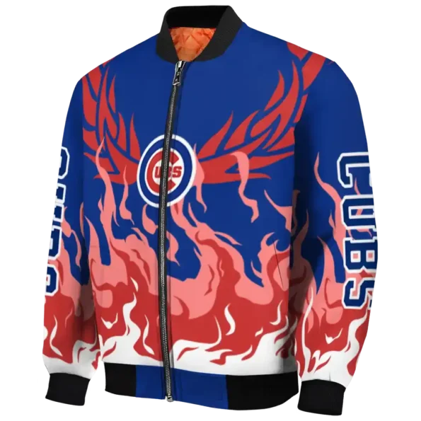 customized chicago cubs winged blaze blue white bomber jacket best selling