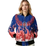 customized chicago cubs winged blaze blue white bomber jacket best selling