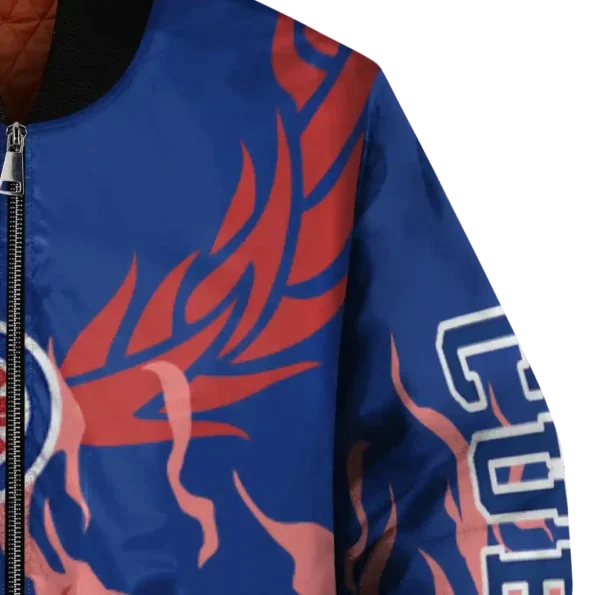customized chicago cubs winged blaze blue white bomber jacket premium grade
