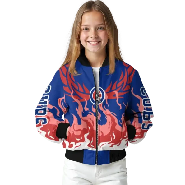 customized chicago cubs winged blaze blue white bomber jacket top rated