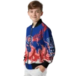 customized chicago cubs winged blaze blue white bomber jacket best selling