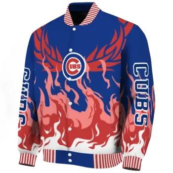 customized chicago cubs winged blaze blue white varsity jacket best selling
