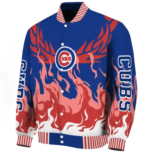 customized chicago cubs winged blaze blue white varsity jacket best selling