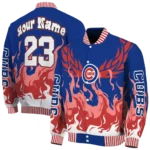 customized chicago cubs winged blaze blue white varsity jacket best selling
