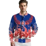 customized chicago cubs winged blaze blue white varsity jacket best selling