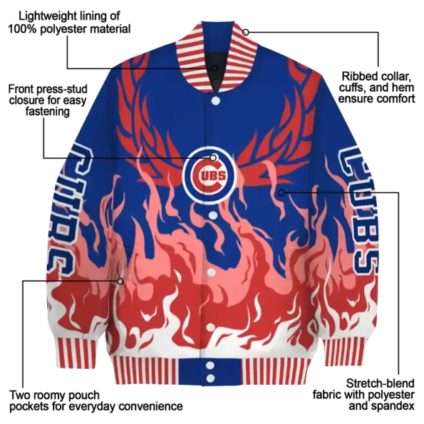 customized chicago cubs winged blaze blue white varsity jacket new arrival