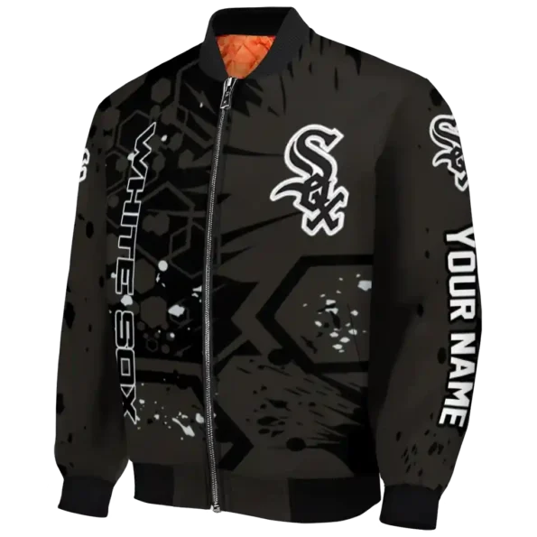 customized chicago white sox hexagon cluster black bomber jacket best selling