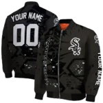 customized chicago white sox hexagon cluster black bomber jacket best selling