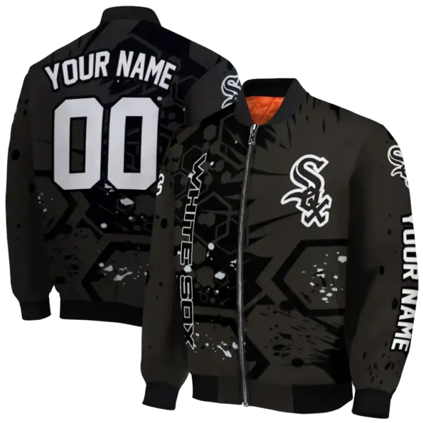 customized chicago white sox hexagon cluster black bomber jacket fashion forward