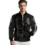 customized chicago white sox hexagon cluster black bomber jacket best selling