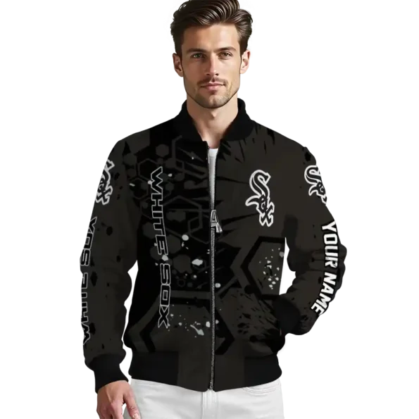 customized chicago white sox hexagon cluster black bomber jacket high quality