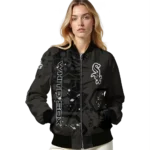 customized chicago white sox hexagon cluster black bomber jacket best selling