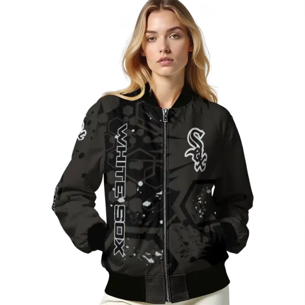 customized chicago white sox hexagon cluster black bomber jacket latest model