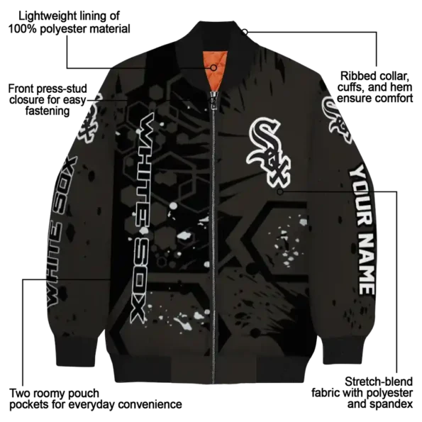 customized chicago white sox hexagon cluster black bomber jacket new arrival