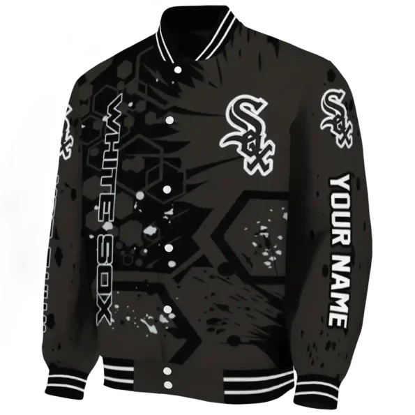 customized chicago white sox hexagon cluster black varsity jacket best selling