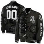 customized chicago white sox hexagon cluster black varsity jacket best selling